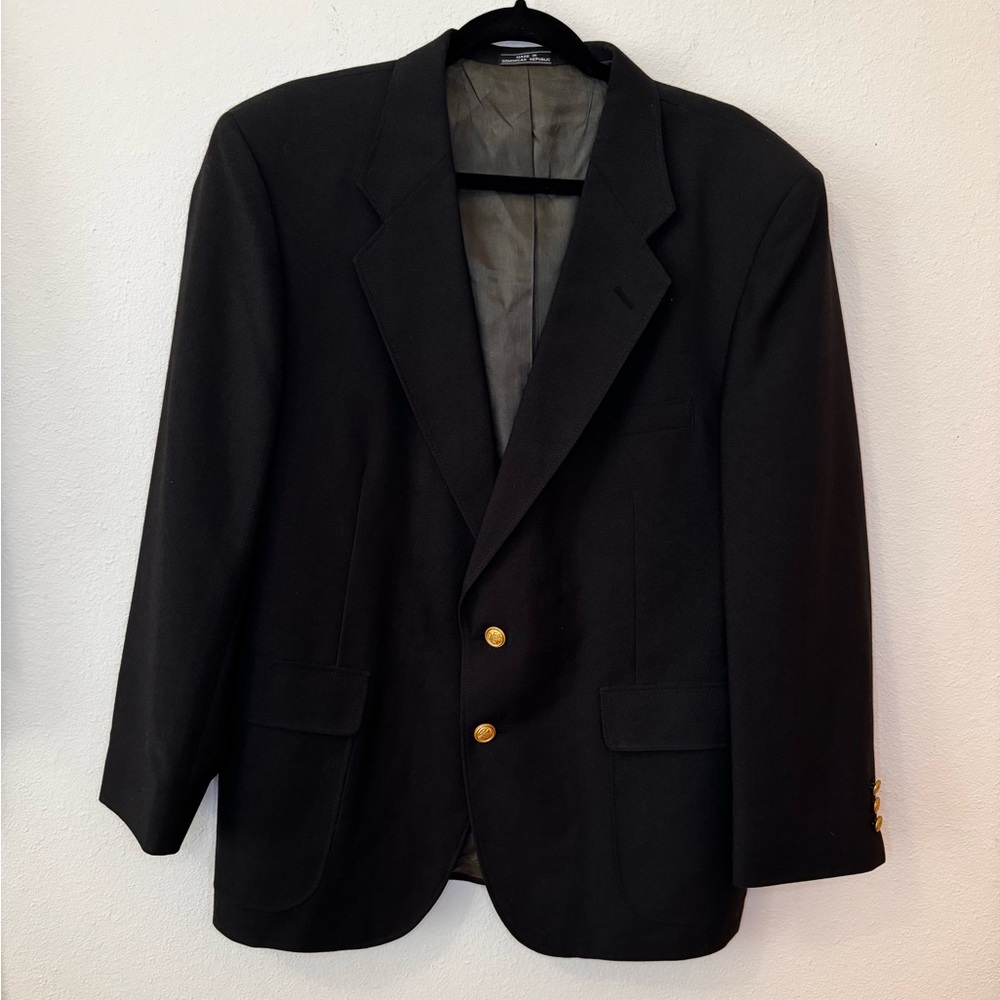 David Taylor Men’s Suit Jacket/Sport Coat/Blazer Black 42S Pilot Crest Buttons